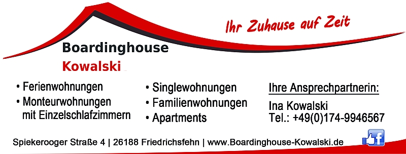 Ihr Zuhause auf Zeit im Oldenburger Land: Boardinghouse Kowalski • https://www.boardinghouse-kowalski.de • Tel.: 0174-9946567 Frau Kowalski • Monteurwohnungen • Apartments Friedrichsfehn boardinghouse_oldenburg_kowalski_ferienwohnungen_monteurwohnungen_niedersachsen