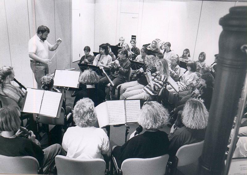 Archivfoto Blockflötenorchester 1990. Quelle: BFO