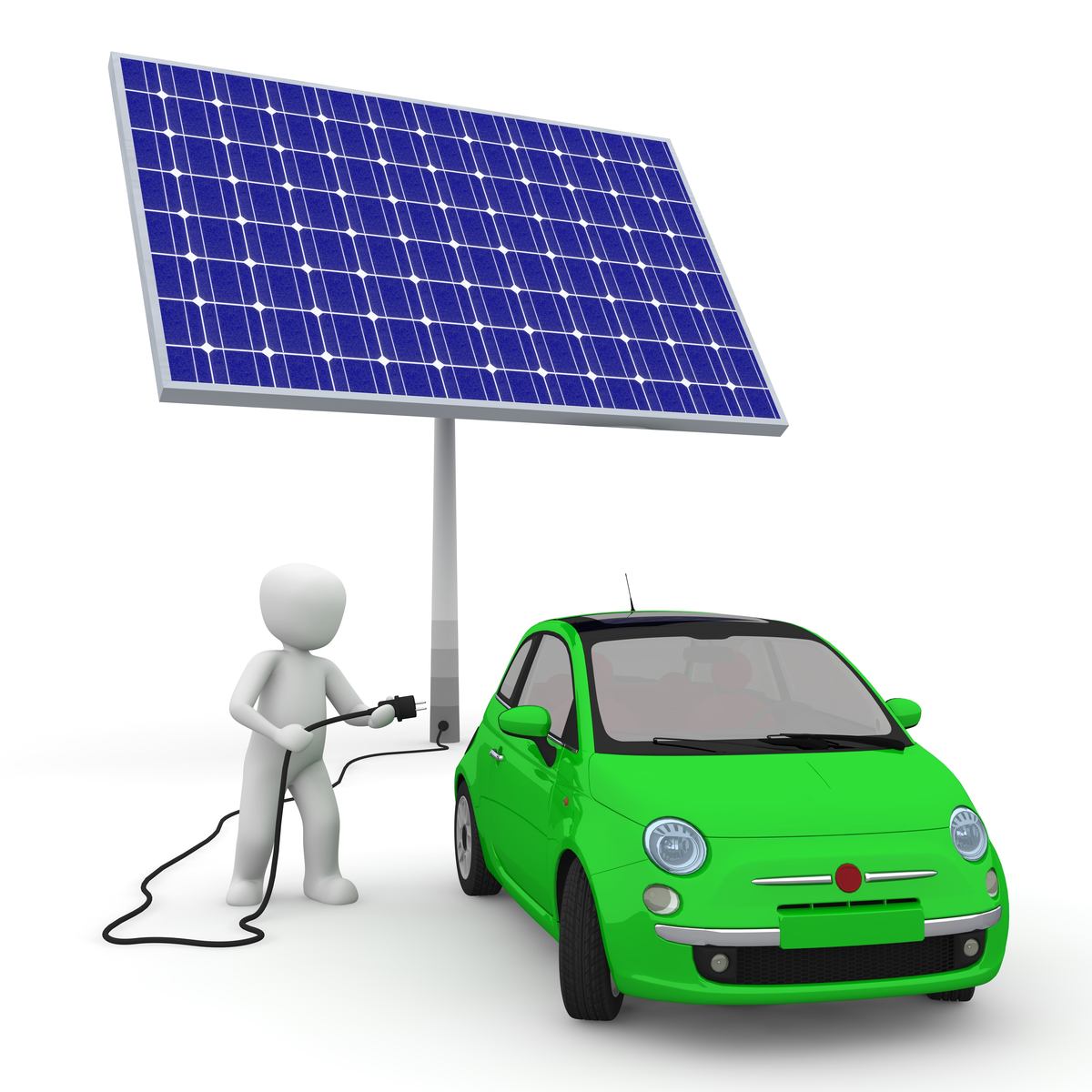 Grafik Solarpanel und grüner Elektrokleinwagen. Quelle: Pggy Marco Pixabay grafik_solar_elektroauto_pixabay_peggy_marco