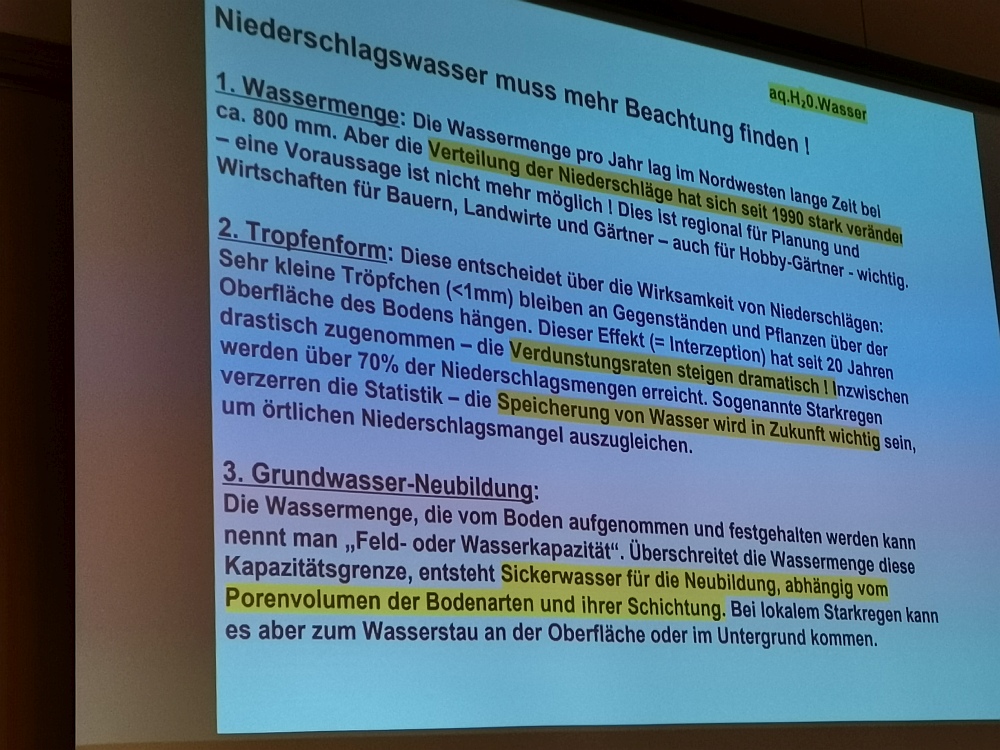 Niederschlagswasser muss mehr Bedeutung finden - Hegeler Wald im Landkreis Oldenburg bei der Informationsveranstaltung Wasser im Wardenburger Hof. Foto www.Landkreis-Kurier.de Redaktion GrAbo Uta Grundmann-Abonyi