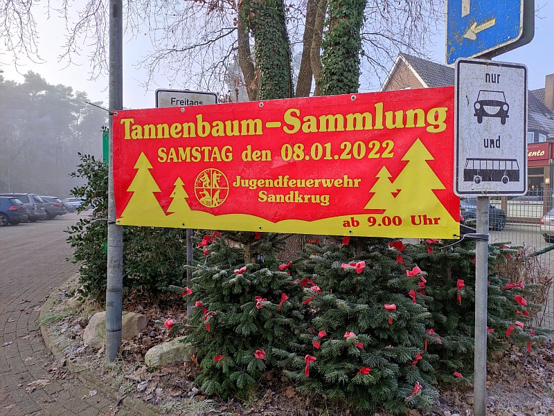Tannenbaum-Sammlung Sandkrug 8. Januar 2022 ab 9:00 Uhr. Foto Timo Nirwing Feuerwehr Sandkrug