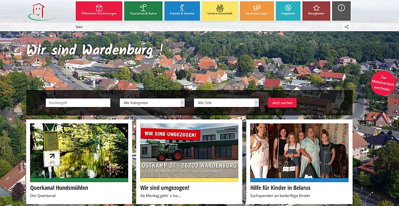 Die Wardenburg App. Startseite Stand November 2020 | Screenshot: Stefan Pelster