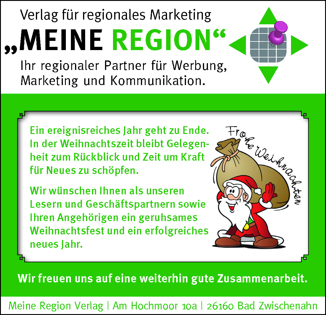 Meine REgion Verlag für regionales Marketing wünscht frohne Weihnachten! www.meineregion-verlag.de
