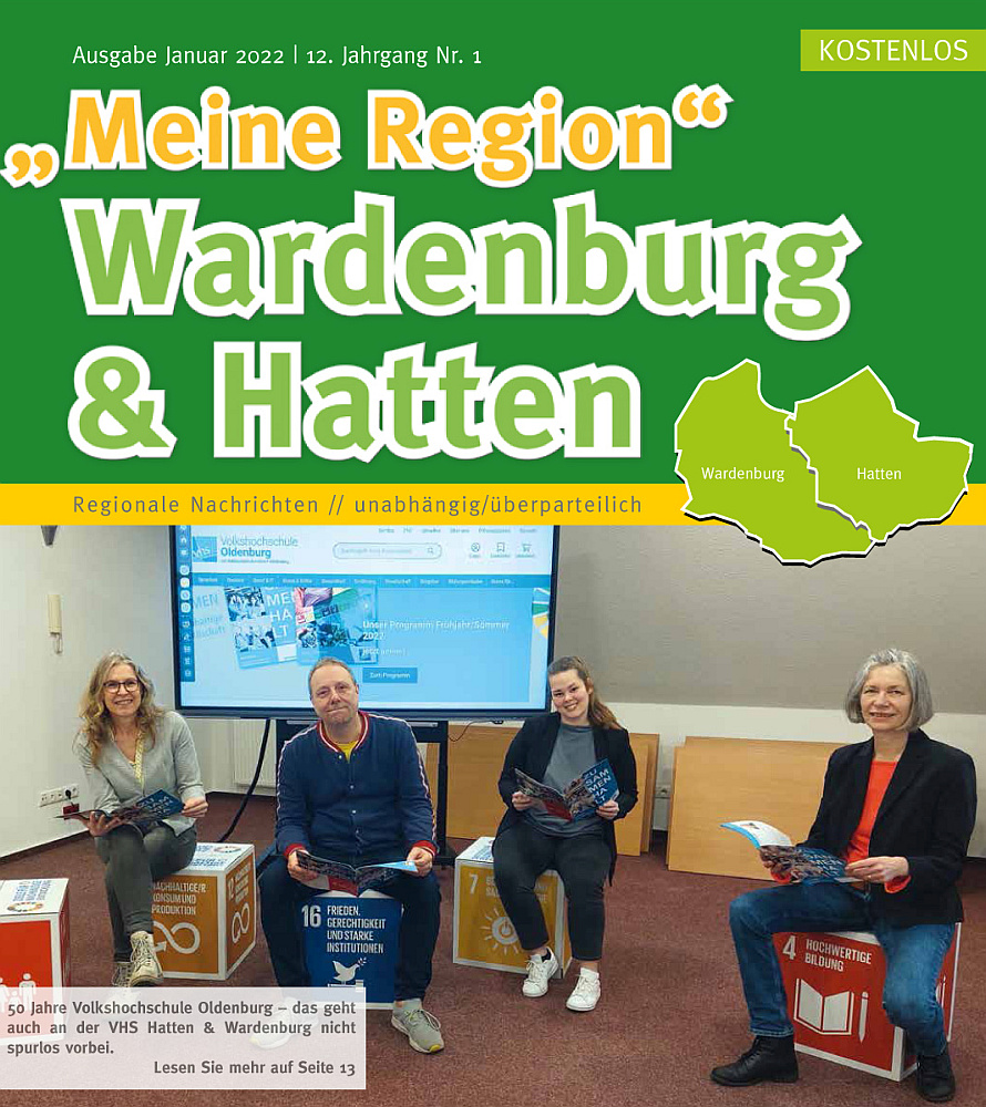 WH Meine Region - Zeitung Hatten + Wardenburg Ausgabe Januar 2022 Titelbild: 50 Jahre VHS Wardenburg & Hatten • www.meineregion-verlag.de