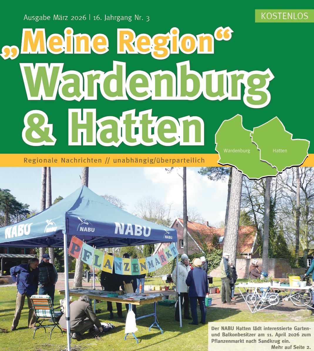 Zeitung Wardenburg + Hatten Meine Region WH Ausgabe März 2026 hier kostenlos als PDF Onlineausgabe die Regionalzeitung Landkreis Oldenburg lesen