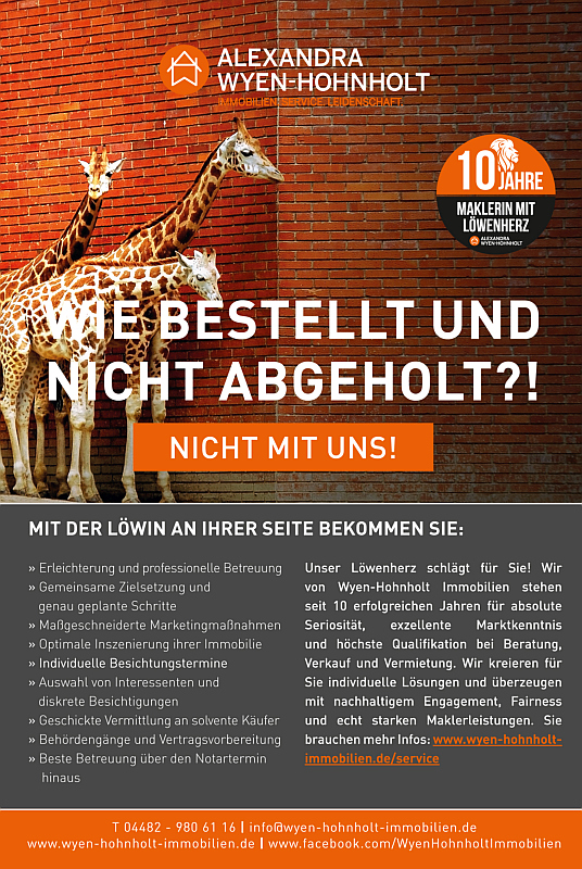 Löwenstarke Beratung im Maklerbüro Hatten  • www.wyen-hohnholt-immobilien.de