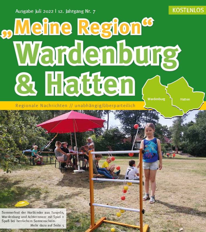 Meine Region Wardenburg & Hatten. Titelseite Monatseitung Ausgabe Juli 2022. Foto:SEO Redaktion GrAbo - Uta Grundmann-Abonyi • www.meineregion-verlag.de